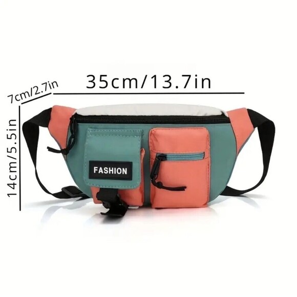 Men's chest bag colorblock fannypack belt bag hiking fashion travel accessory - Picture 4 of 6
